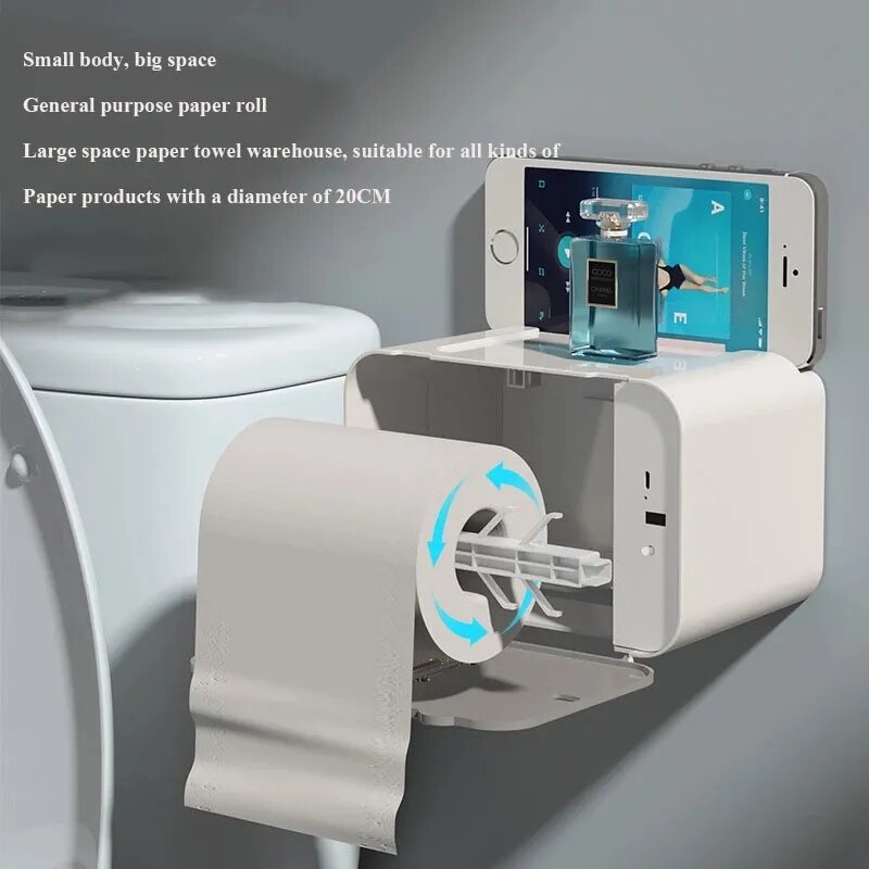 Soporte de papel higiénico de inducción, estante de salida de papel automático, dispensador de papel higiénico montado en la pared, accesorios de baño