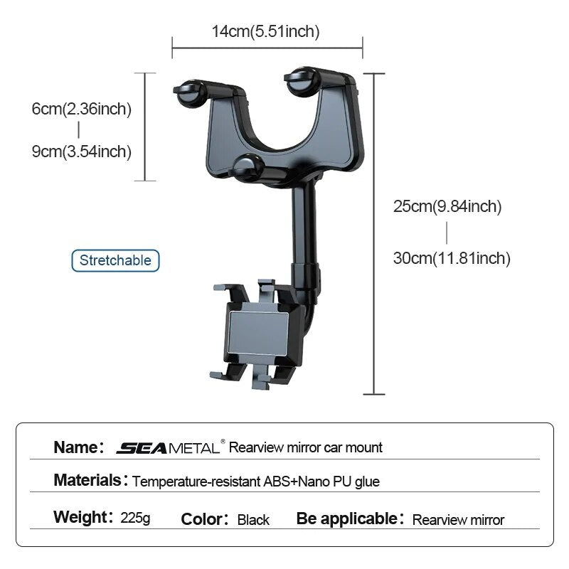 Soporte de teléfono Universal para coche, accesorio con rotación de 360 grados, para espejo retrovisor para coche, GPS, Smartphone