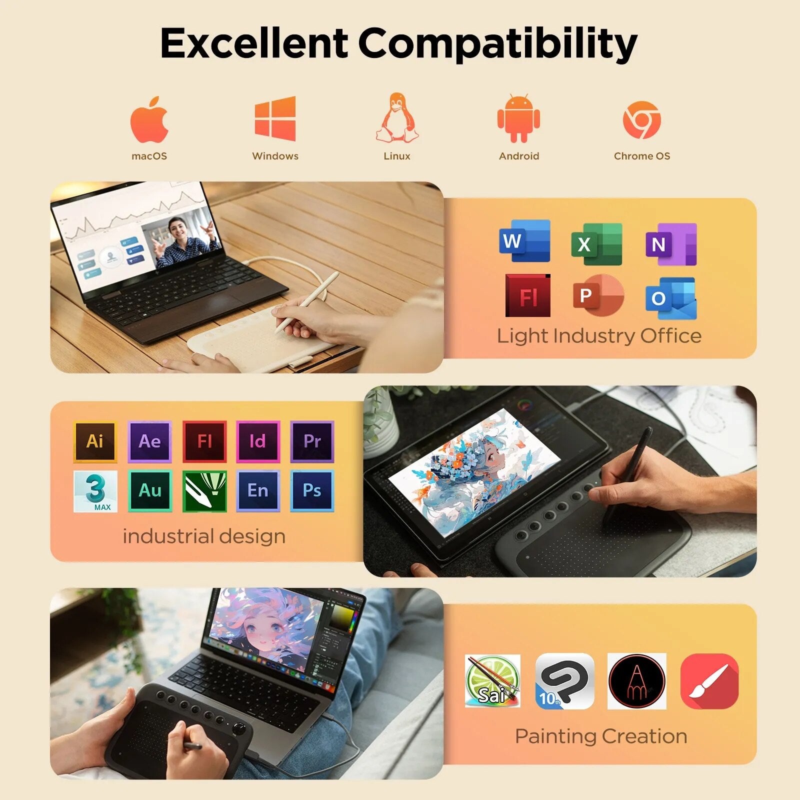 Tableta gráfica Ugee Q6, tableta de dibujo digital, tablero de dibujo para niños, soporte para PC Android, Mac