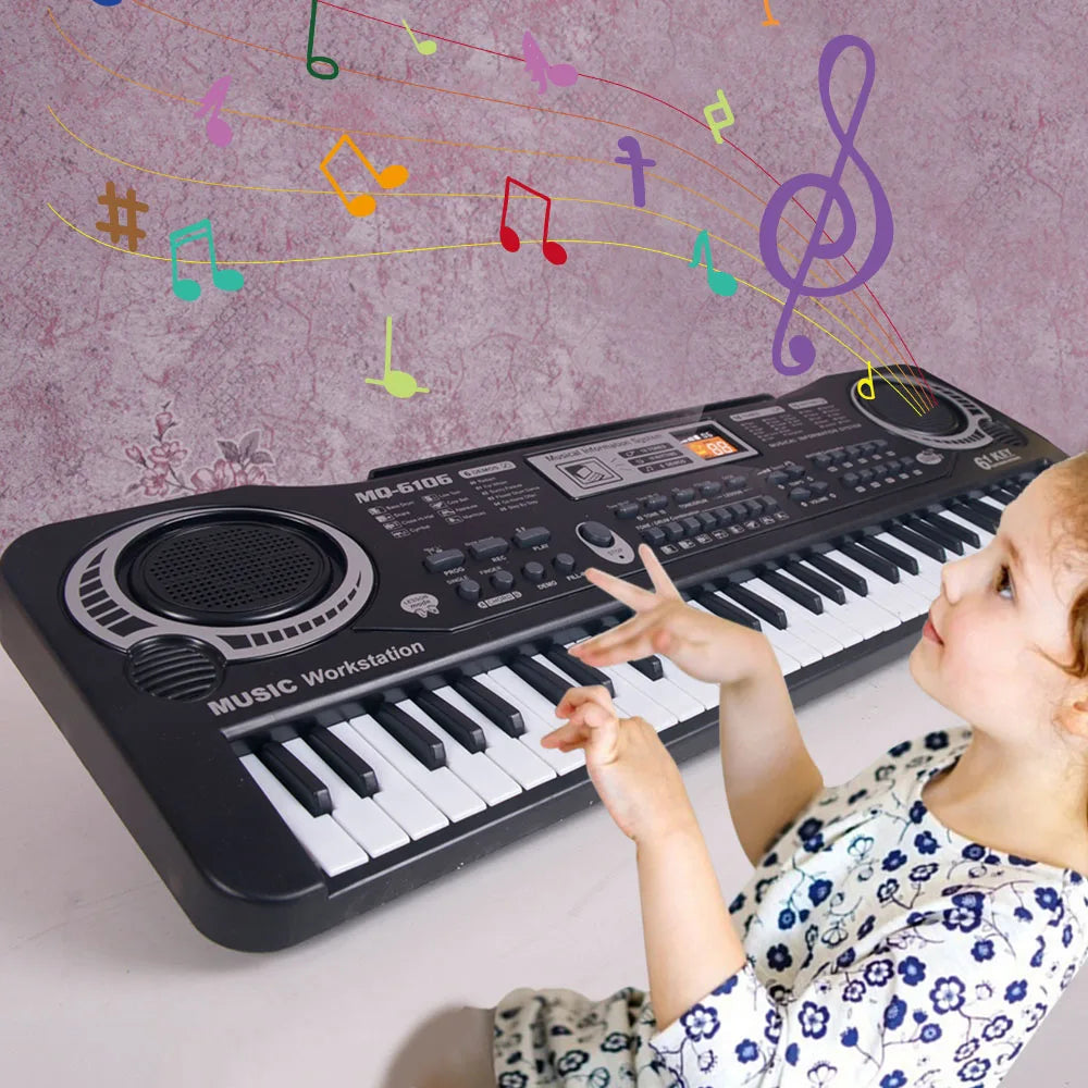 Teclado de Piano electrónico portátil para niños, 61 teclas, órgano con micrófono, juguetes educativos, instrumento Musical, regalo para niños principiantes