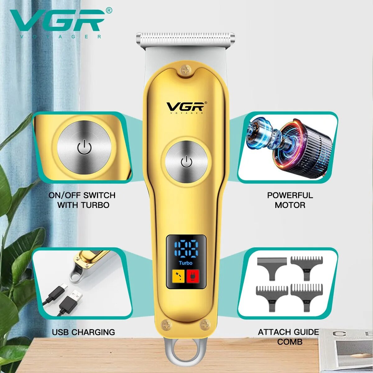 VGR-cortadora de pelo profesional para hombre, máquina eléctrica inalámbrica para cortar el pelo, ideal para peluquero, gran oferta, V-290