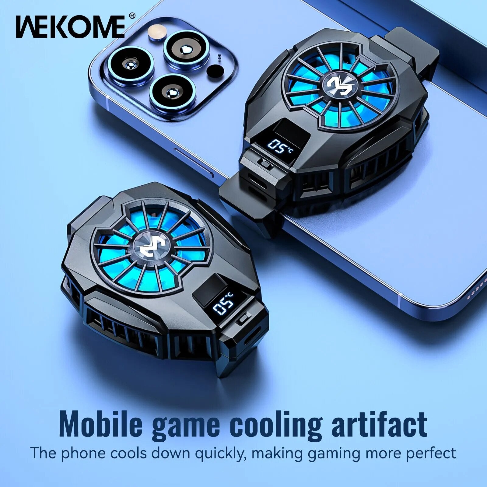 WEKOME disipador de calor para teléfono móvil con pantalla de temperatura, radiador de refrigeración para juegos con Clip trasero Universal para teléfonos móviles
