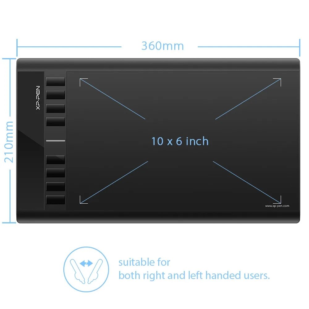 XPPen-tableta gráfica de dibujo Star03 para niños, Tablet con 8 teclas de acceso rápido, sin batería, 8192 niveles, 10x6 pulgadas, para Windows y Mac
