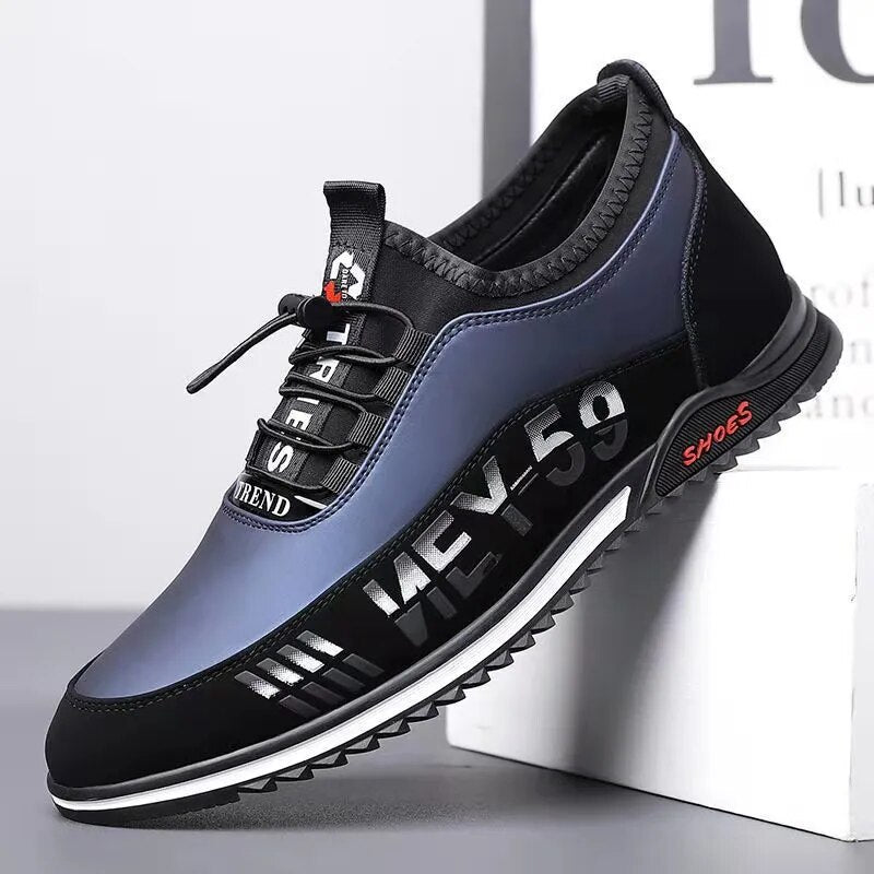 Zapatos informales de cuero sintético para hombre, zapatillas ligeras transpirables para conducir al aire libre, de negocios, color negro, 2023