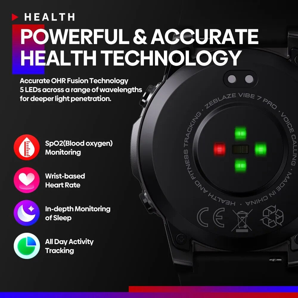 Zeblaze Vibe 7 Pro - Reloj Inteligente de Alta Resistencia con Pantalla AMOLED, Llamadas Bluetooth y Monitoreo de Salud