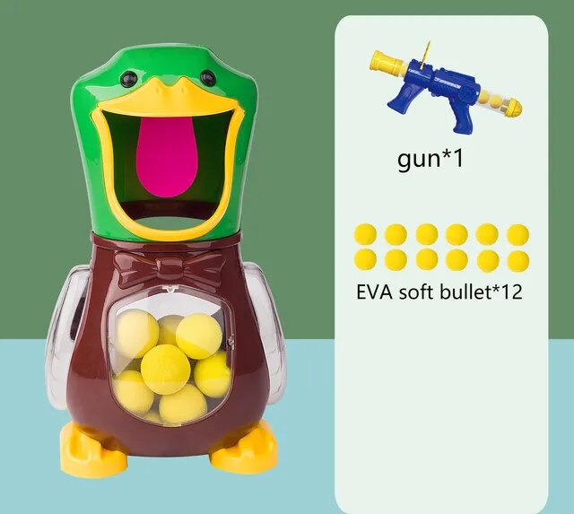 Hungry Shooting Duck Toys pistola alimentada por aire, Bola de bala suave con luz, puntuación electrónica, juegos de batalla, pistola divertida, juguete para niños