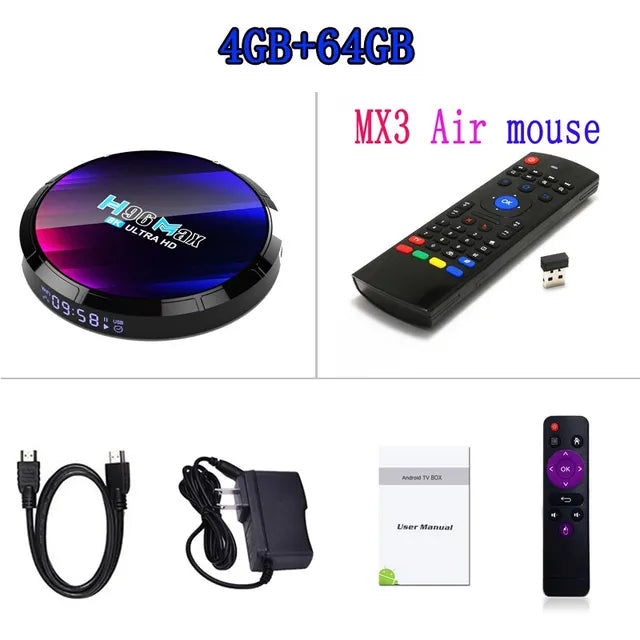 Dispositivo de TV inteligente H96MAX, decodificador con Android, RK3528, 4GB de RAM, 64GB de ROM, compatible con WiFi6 2,4G/5,8G, BT5.0, 4K, vídeo