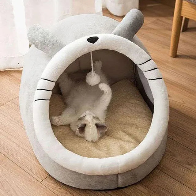 Cama plegable de dibujos animados para gato, cama lavable y extraíble para dormir profundamente, esterilla para perro pequeño, cueva para bolsa