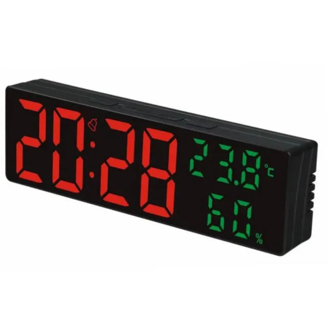 Reloj de pared Digital grande de 9 pulgadas, pantalla de temperatura y humedad, modo nocturno, despertador de mesa, 12/24H, reloj electrónico LED