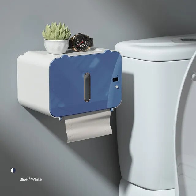 Soporte de papel higiénico de inducción, estante de salida de papel automático, dispensador de papel higiénico montado en la pared, accesorios de baño