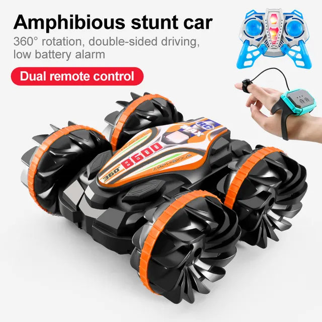 Coche teledirigido anfibio para niños vehículo acrobático de doble cara coches y camiones de radiocontrol con volteo para conducción y derrapes juguetes al aire libre regalo juguetes para niños rc car