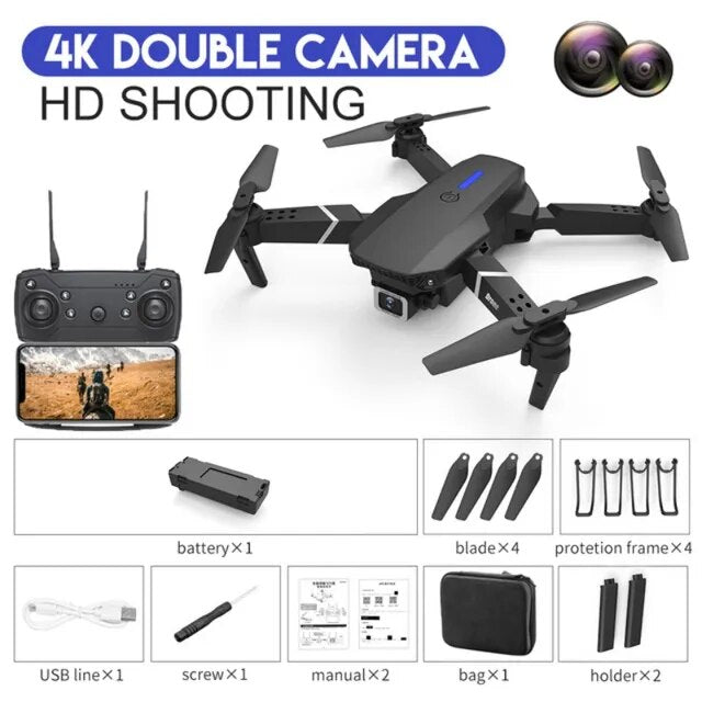 Dron profesional de gran angular, cuadricóptero con cámara HD 4K, helicóptero plegable, juguete de regalo para niños, E88