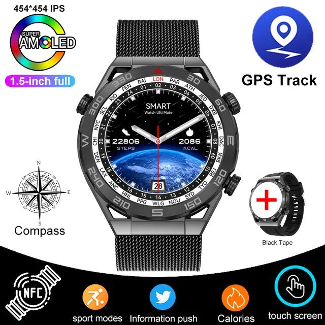 Reloj inteligente NFC para hombre, pulsera resistente al agua IP68, ECG + PPG, Pantalla AMOLED 2023x454 HD, control del ritmo cardíaco, llamadas por Bluetooth, para Huawei y Xiaomi, 454