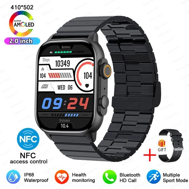 Reloj inteligente Ultra con Pantalla AMOLED para hombre y mujer, pulsera deportiva con Bluetooth, llamadas, Serie 8, NFC, alta actualización, Pruebas de salud, soporte en español,reloj inteligente hombre smartwatch