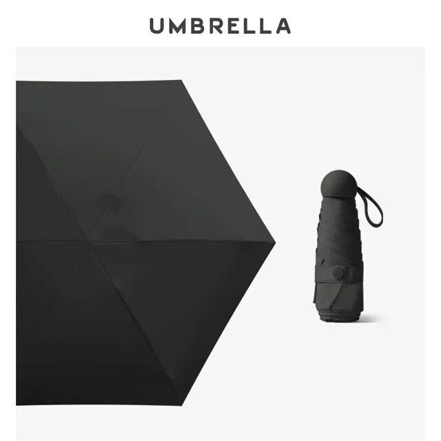Mini paraguas plegable ligero para mujer, sombrilla portátil a prueba de viento, cápsula de viaje, 5