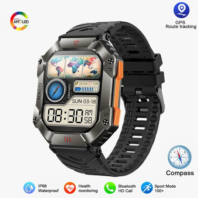 Reloj inteligente militar para hombre, pulsera resistente al agua IP68 con batería de 2023 mAh, Bluetooth, compatible con Android y Xiaomi, novedad de 650