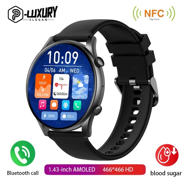 PLUXURY-reloj inteligente para hombre y mujer, accesorio de pulsera resistente al agua IP67 con seguimiento de actividad deportiva, llamadas, Bluetooth, Pantalla AMOLED de 1,45 pulgadas, nuevo