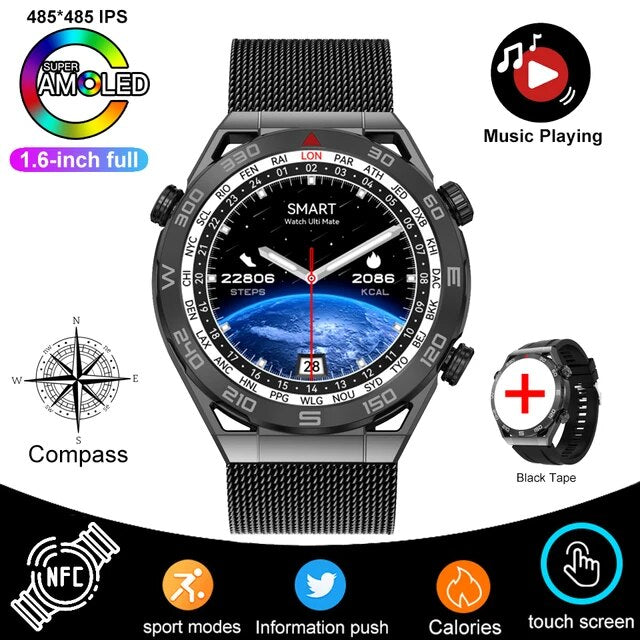 Reloj inteligente resistente al agua para hombre, dispositivo con Pantalla AMOLED de 2023 pulgadas, 1,6x485, NFC, asistente de voz, reproductor de música Local, para Huawei Watch + regalo, novedad de 485
