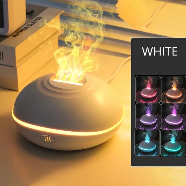 Difusor de Aroma de llama de fuego para el hogar, humidificador de aceites esenciales con USB, 7 colores, 200ml