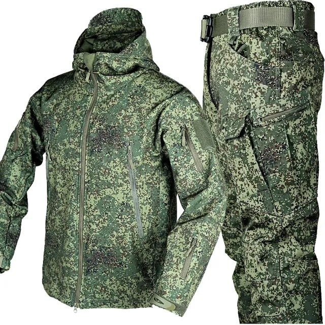 Conjunto cálido de piel de tiburón para exteriores, abrigo grueso de felpa de camuflaje de las fuerzas especiales, abrigo de carga grande de concha suave, Otoño e Invierno