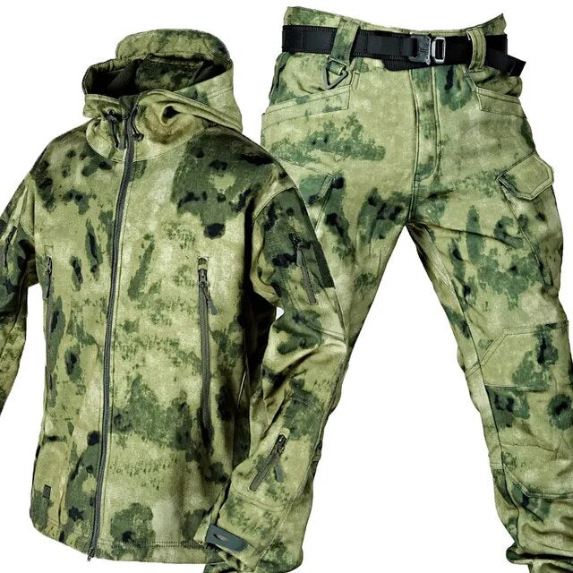 Conjunto cálido de piel de tiburón para exteriores, abrigo grueso de felpa de camuflaje de las fuerzas especiales, abrigo de carga grande de concha suave, Otoño e Invierno