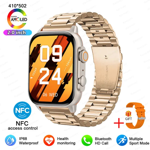 Reloj inteligente Ultra con Pantalla AMOLED para hombre y mujer, pulsera deportiva con Bluetooth, llamadas, Serie 8, NFC, alta actualización, Pruebas de salud, soporte en español,reloj inteligente hombre smartwatch