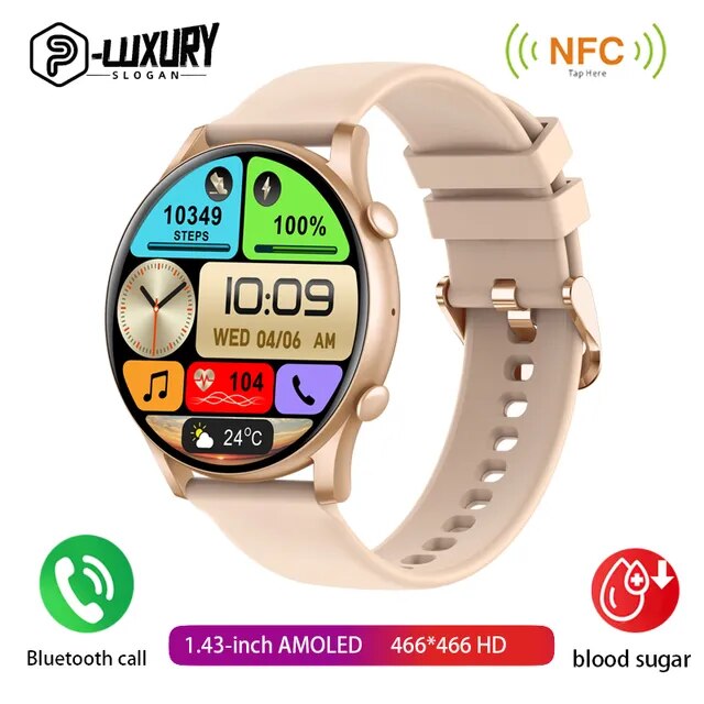 PLUXURY-reloj inteligente para hombre y mujer, accesorio de pulsera resistente al agua IP67 con seguimiento de actividad deportiva, llamadas, Bluetooth, Pantalla AMOLED de 1,45 pulgadas, nuevo