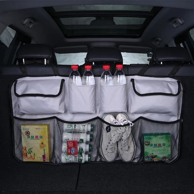 Organizador de maletero de coche, bolsa de almacenamiento de red de alta capacidad, ajustable, multiusos, Oxford, de respaldo de asiento trasero universal