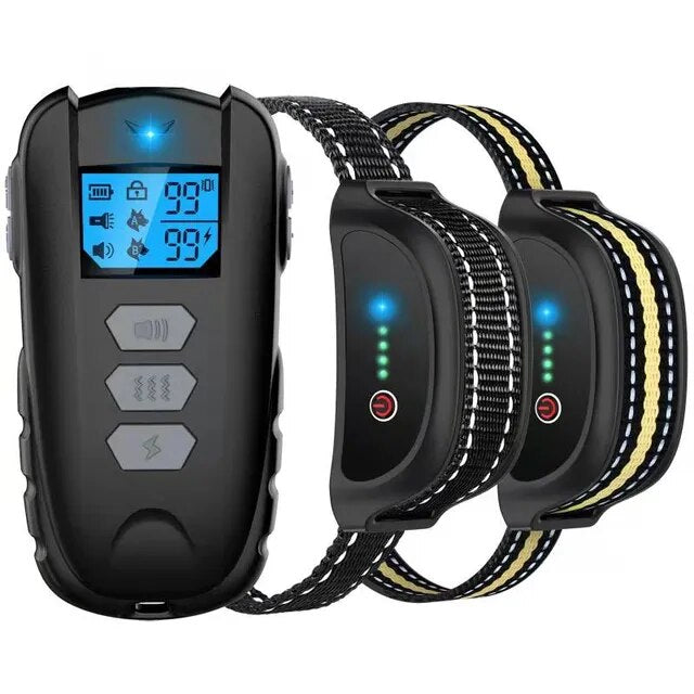 Collar eléctrico de entrenamiento para perros, a prueba de agua, con vibración y sonido, recargable, Control remoto, 1000ft