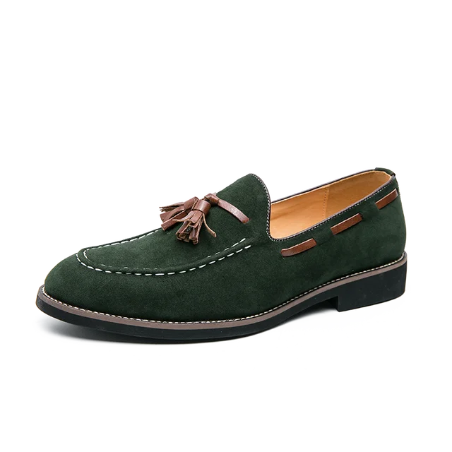 Mocasines de vestir clásicos para hombre, zapatos elegantes de marca, a la Moda Italiana, de ante, con borlas, de cuero, formales