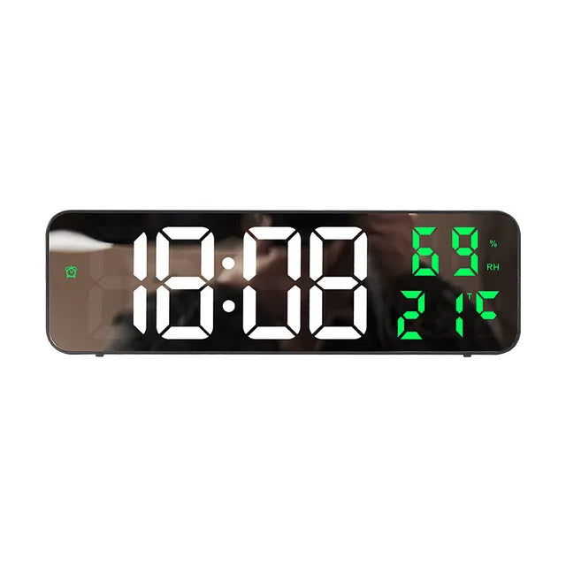 Reloj de pared Digital grande de 9 pulgadas, pantalla de temperatura y humedad, modo nocturno, despertador de mesa, 12/24H, reloj electrónico LED