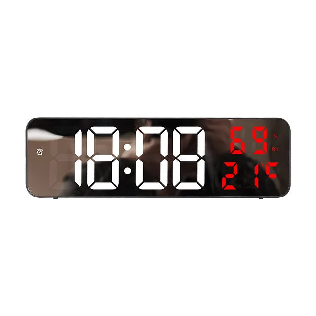 Reloj de pared Digital grande de 9 pulgadas, pantalla de temperatura y humedad, modo nocturno, despertador de mesa, 12/24H, reloj electrónico LED