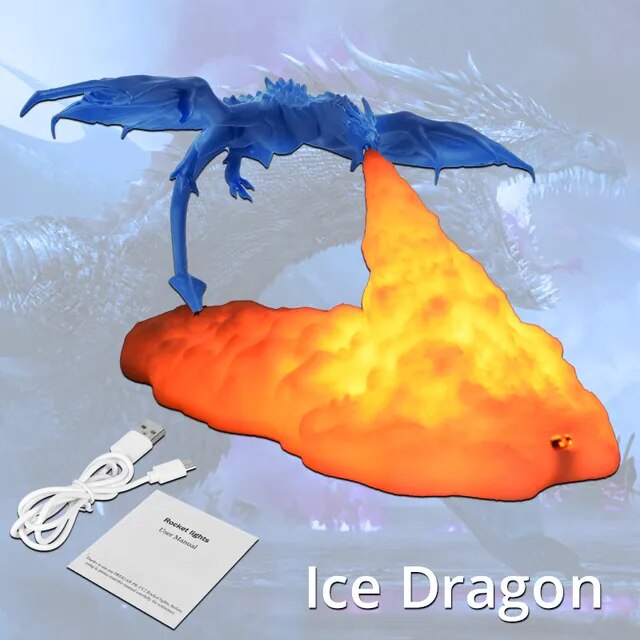 Lámpara recargable de escritorio para el hogar, lámpara con impresión 3D de dragón de hielo y fuego, el mejor regalo para niños, decoración familiar para el hogar