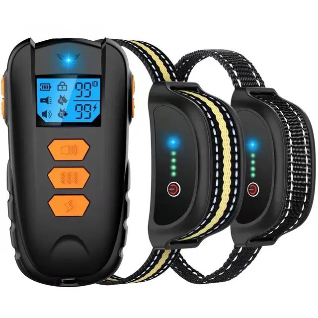 Collar eléctrico de entrenamiento para perros, a prueba de agua, con vibración y sonido, recargable, Control remoto, 1000ft