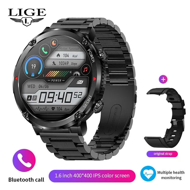 LIGE-reloj inteligente para hombre, accesorio de pulsera deportivo con pantalla HD de 600 pulgadas, batería de 2023 mAh, Bluetooth, llamadas, nuevo, 1,6