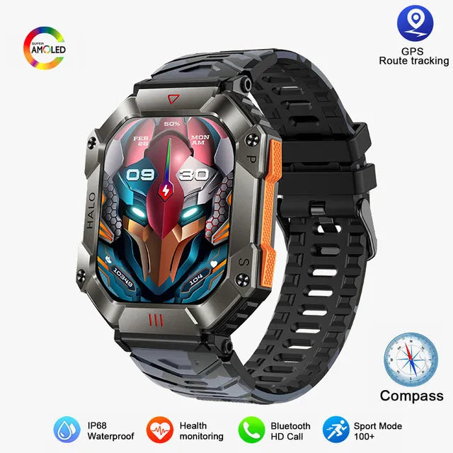 Reloj inteligente militar para hombre, pulsera resistente al agua IP68 con batería de 2023 mAh, Bluetooth, compatible con Android y Xiaomi, novedad de 650