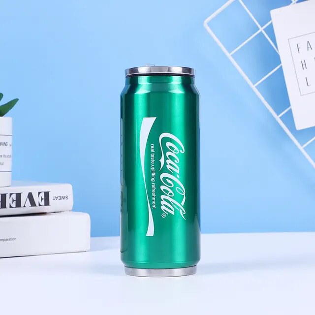 Termo de Cola de acero inoxidable, taza de agua, frascos de vacío de viaje para coche, de doble capa taza de bebida, taza de paja, lata de Soda