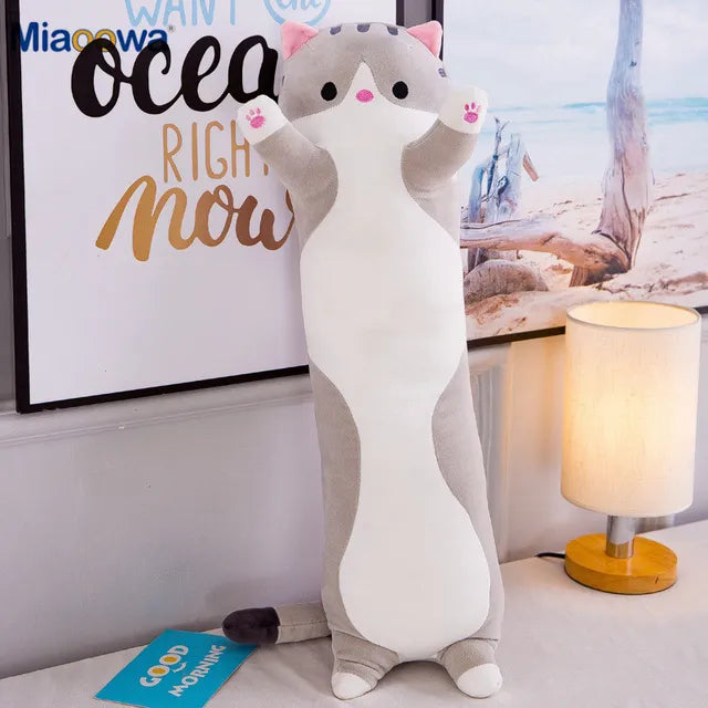 Juguetes de peluche de gato para niños y niñas, peluches suaves y largos de 50/70cm, almohada de siesta para oficina, cama para dormir, regalo de decoración para el hogar