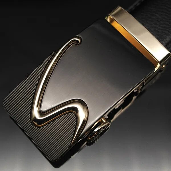 Cinturón de Cuero Genuino con Hebilla Automática - Estilo Elegante y Lujo