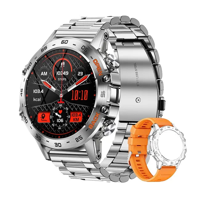 MELANDA-reloj inteligente de acero para hombre, accesorio de pulsera resistente al agua IP68 con llamadas, Bluetooth, compatible con Xiaomi, Android e IOS, K52, 1,39 pulgadas
